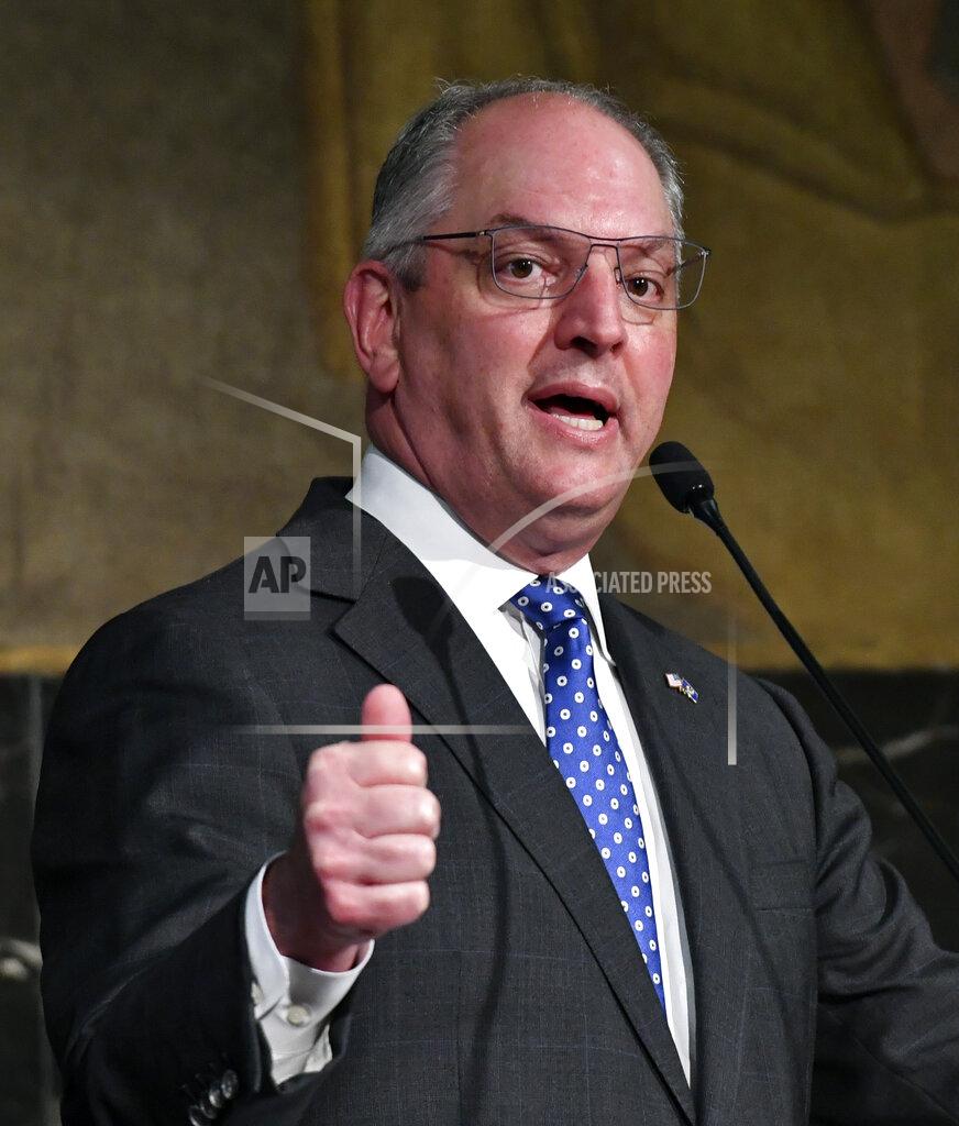 Louisiana Gov. John Bel Edwards speaks at a news conference to discuss testing statistics and contact tracing pertaining to COVID-10, Friday, May 8, 2020, at the State Capitol in Baton Rouge, La. (Hilary Scheinuk/The Advocate via AP)