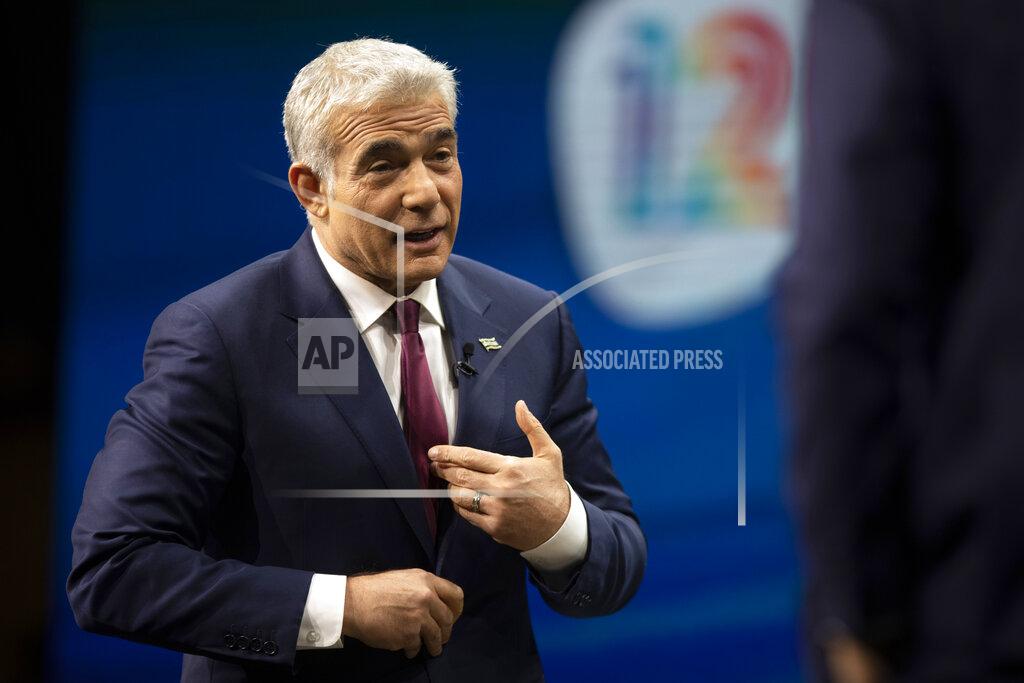 Sebastian Scheiner Israeli politician Yair Lapid, gestures as he speaks during a conference in Jerusalem March 7, 2021. Israel is holding its fourth election in two years after two deadlocked votes and a government that collapsed after less than a year. It is widely seen as a one-issue referendum — with the electorate almost evenly divided — on whether longtime Prime Minister Benjamin Netanyahu can remain in power. (AP Photo/Sebastian Scheiner)