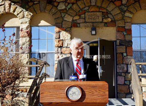 Nevada Gov. Steve Sisolak at the Stewart Indian School on Friday, Dec. 3, 2021 in Carson City, Nev. Sisolak met with tribal leaders and federal officials to discuss investigating the residential school as part of the Federal Boarding School Initiative Review. (AP Photo/Samuel Metz)