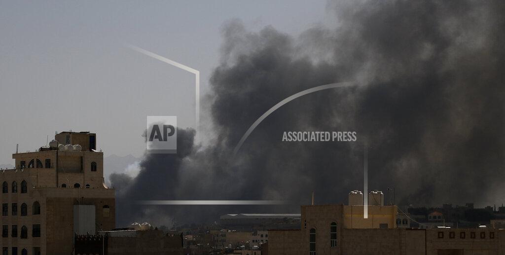 Hani Mohammed Smoke rises after Saudi-led airstrikes on an army base in Sanaa, Yemen, Sunday, Mar. 7, 2021. The Saudi-led coalition fighting Iran-backed rebels in Yemen said Sunday it launched a new air campaign on the war-torn country’s capital and on other provinces. The airstrikes come as retaliation for recent missile and drone attacks on Saudi Arabia that were claimed by the Iranian-backed rebels. (AP Photo/Hani Mohammed)