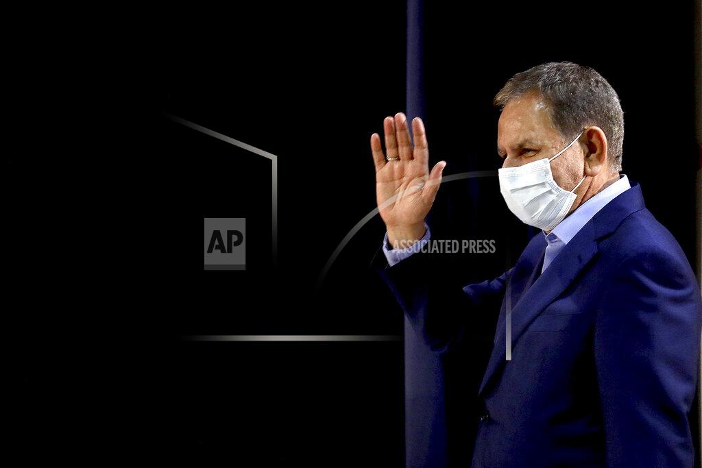 Ebrahim Noroozi Iranian Vice-President Eshaq Jahangiri attends a news conference after registering his candidacy for the June 18 presidential elections at the elections headquarters of the Interior Ministry in Tehran, Iran, Saturday, May 15, 2021. (AP Photo/Ebrahim Noroozi)