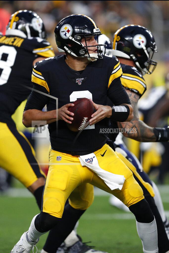 Keith Srakocic Pittsburgh Steelers quarterback Mason Rudolph (2) looks to pass during the first half of an NFL football game against the Los Angeles Rams in Pittsburgh, Sunday, Nov. 10, 2019. (AP Photo/Keith Srakocic)