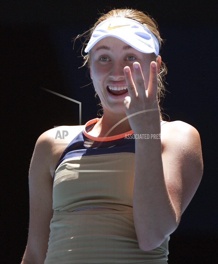 Andy Brownbill Russia's Anastasia Potapova reacts during during her third round match against United States' Serena Williams at the Australian Open tennis championship in Melbourne, Australia, Friday, Feb. 12, 2021.(AP Photo/Andy Brownbill)