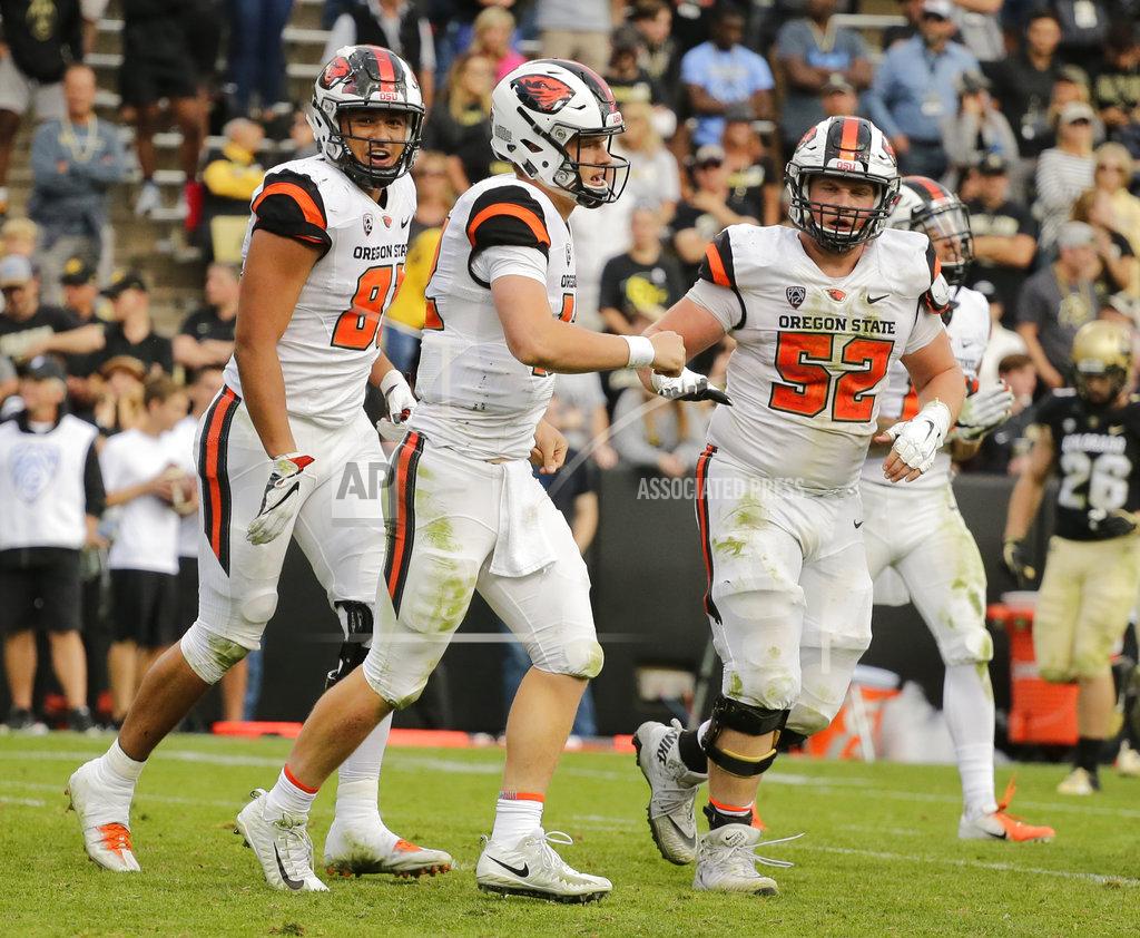 Jack Dempsey Oregon State quarterback Jack Colletto (12) celebrates an overtime touchdown with teammates during an NCAA college football game against Colorado , Saturday, Oct. 27, 2018, in Boulder, Colo. (AP Photo/Jack Dempsey)