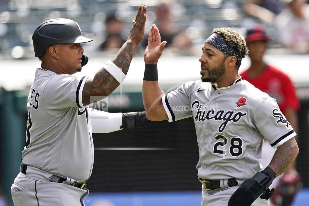 Tony Dejak Chicago White Sox's Leury Garcia, right, and Yermin Mercedes celebrate after both score in the second inning of the first baseball game of a doubleheader against the Cleveland Indians, Monday, May 31, 2021, in Cleveland. (AP Photo/Tony Dejak)