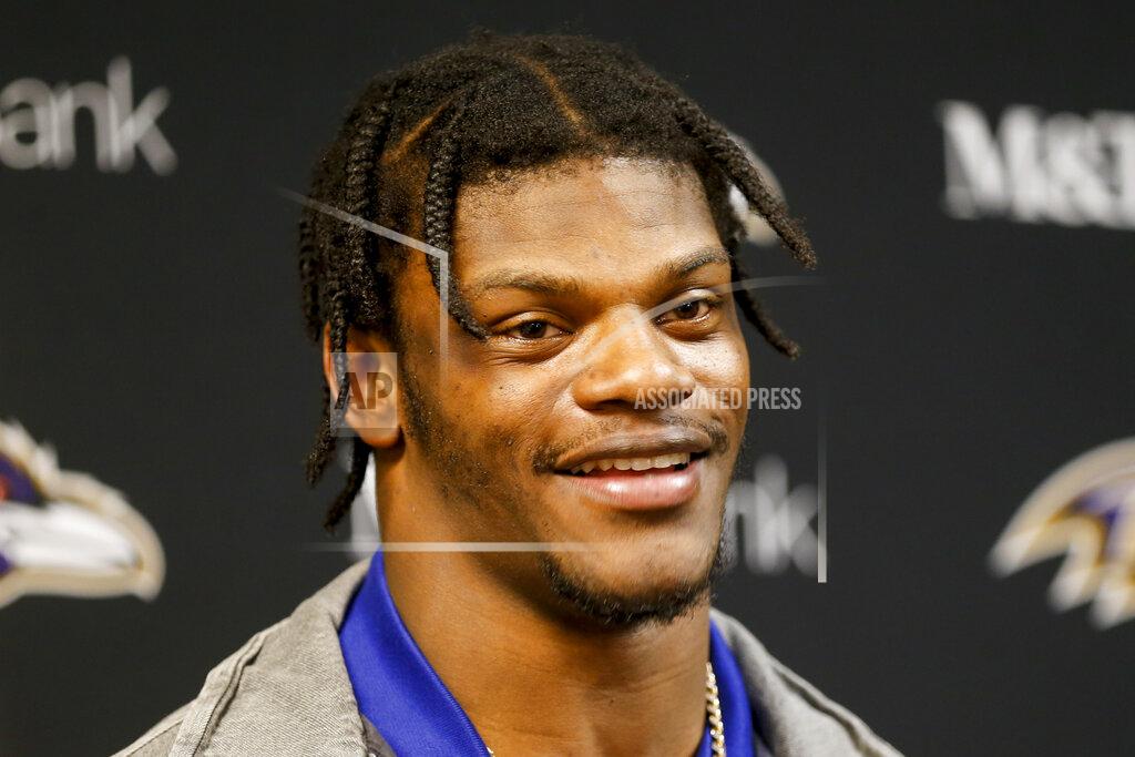 John Munson Baltimore Ravens quarterback Lamar Jackson meets with reporters following an NFL football game in Orchard Park, N.Y., Sunday, Dec. 8, 2019. The Ravens won 24-17. (AP Photo/John Munson)