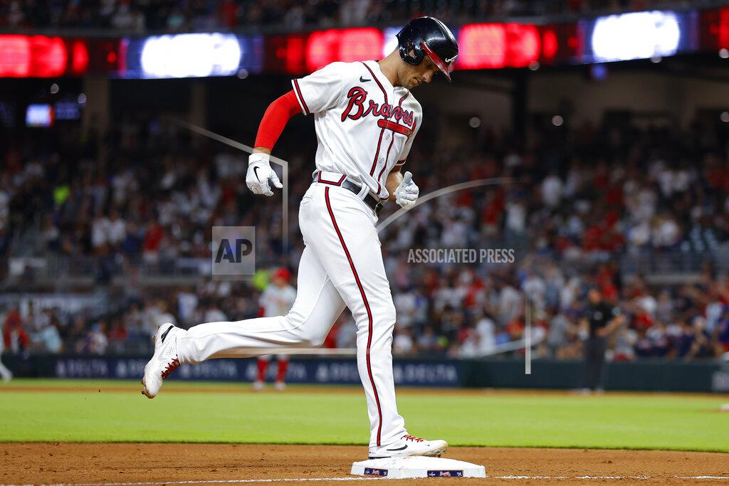 Todd Kirkland Atlanta Braves Matt Olson rounds third after hitting a solo home run in the sixth inning of a baseball game against the Philadelphia Phillies, Tuesday, May 24, 2022, in Atlanta. (AP Photo/Todd Kirkland)
