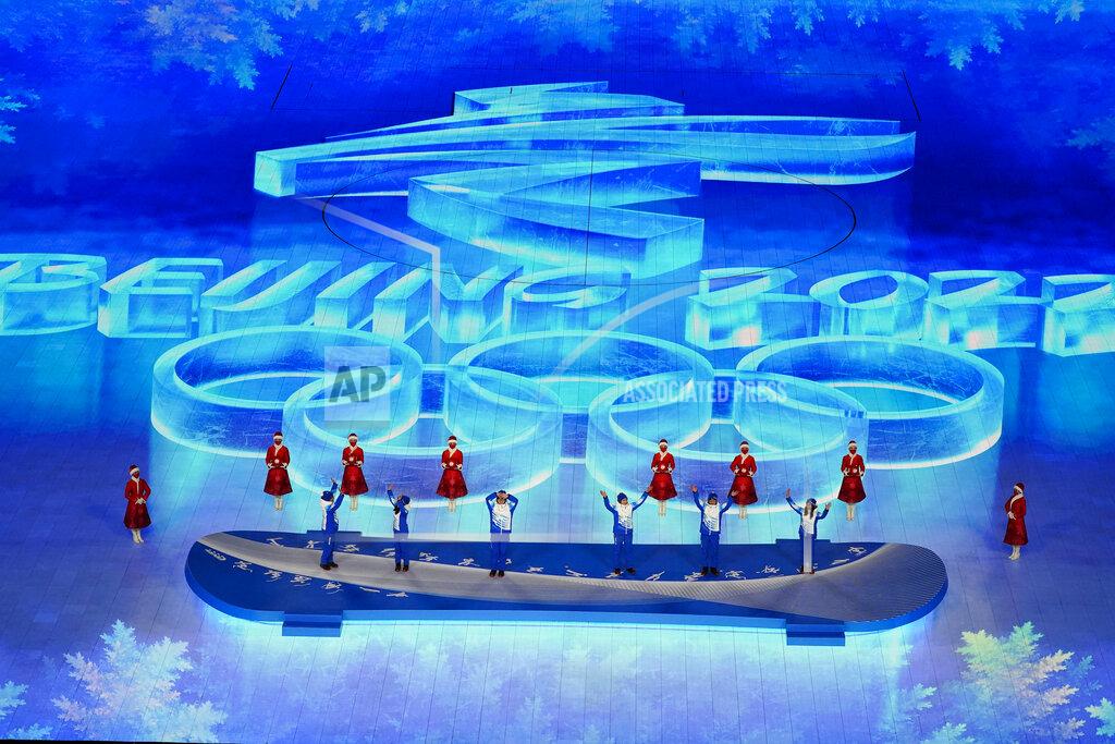 Brynn Anderson Volunteers are honored during the closing ceremony of the 2022 Winter Olympics, Sunday, Feb. 20, 2022, in Beijing. (AP Photo/Brynn Anderson)