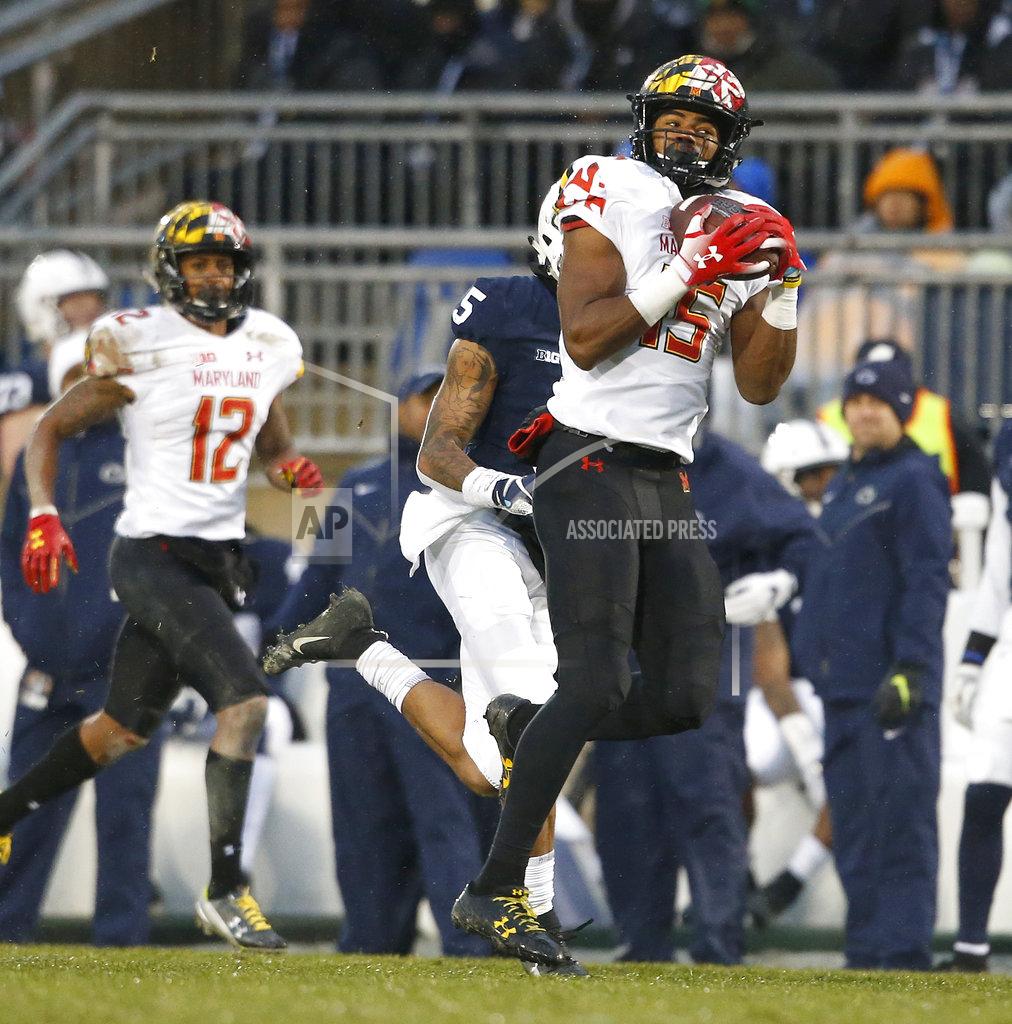 Chris Knight Maryland's Brian Cobbs (15) catches a pass against Penn State during the first half of an NCAA college football game in State College, Pa., Saturday, Nov. 24, 2018. (AP Photo/Chris Knight)