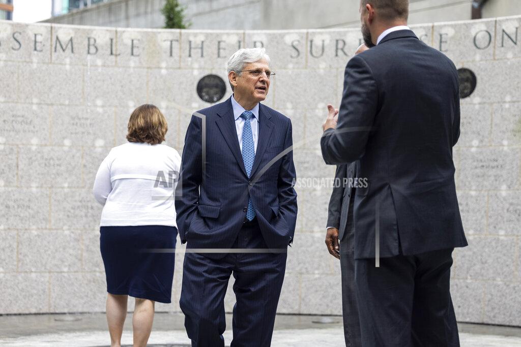 Jim Lo Scalzo Attorney General Merrick Garland visits a memorial for fallen Alcohol, Tobacco and Firearms (ATF) agents after visiting the ATF headquarters in Washington, Thursday, July, 22 2021. (Jim Lo Scalzo/Pool via AP)