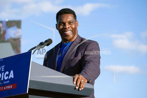 FILE - In this Sept. 25, 2021, file photo Senate candidate Herschel Walker speaks during former President Donald Trump's Save America rally in Perry, Ga. Senate Minority Leader Mitch McConnell on Wednesday, Oct. 27, endorsed Herschel Walker’s Republican primary bid for a Senate seat in Georgia. (AP Photo/Ben Gray, File)