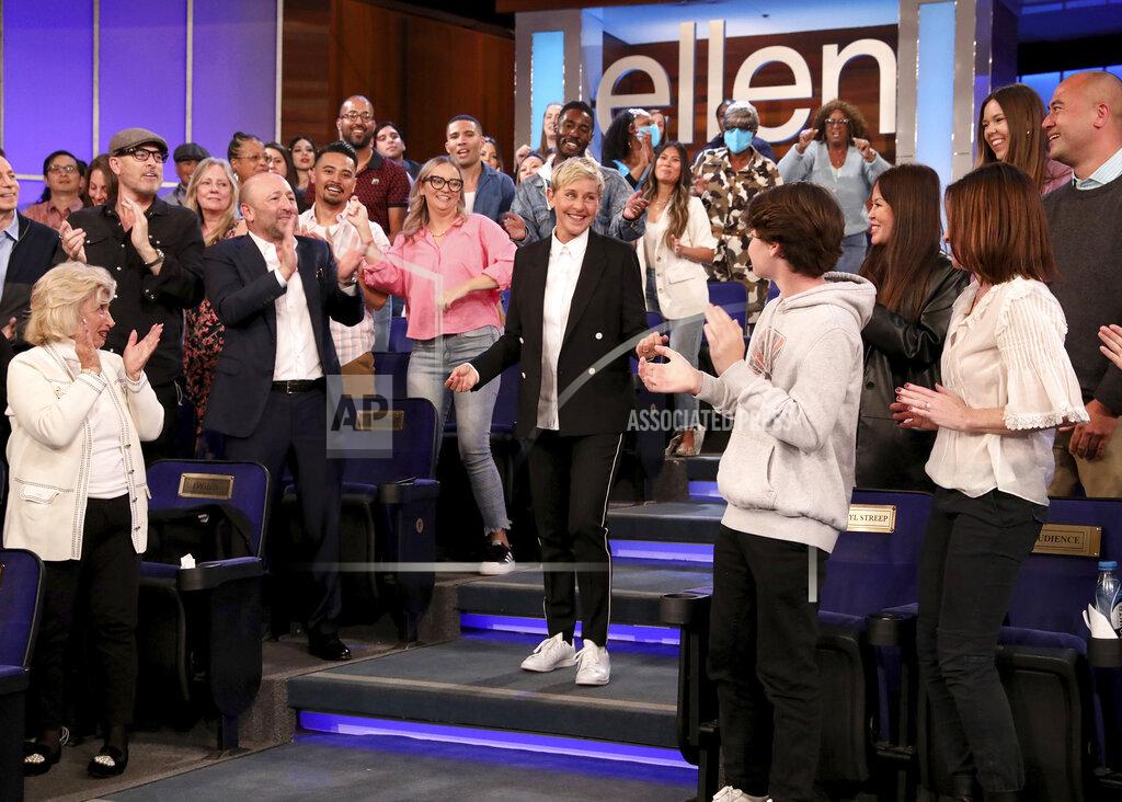Michael Rozman In this photo released by Warner Bros., talk show host Ellen DeGeneres, center, is applauded by the audience during the final taping of "The Ellen DeGeneres Show" at the Warner Bros. lot in Burbank, Calif. (Michael Rozman/Warner Bros. via AP)