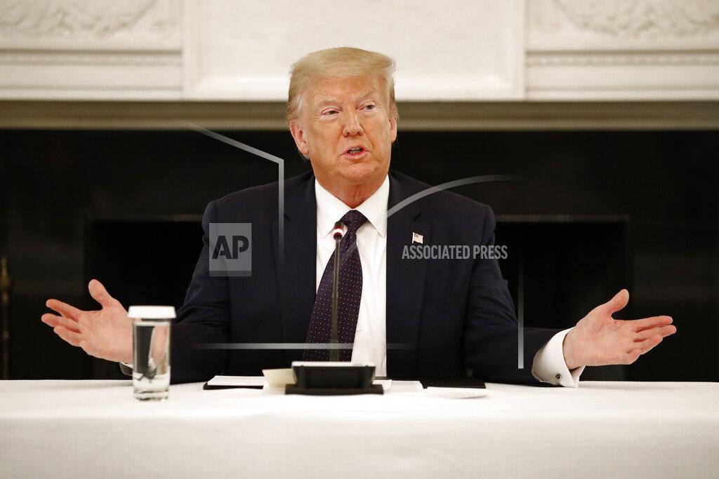 Patrick Semansky President Donald Trump speaks during a roundtable discussion with law enforcement officials, Monday, June 8, 2020, at the White House in Washington. (AP Photo/Patrick Semansky)