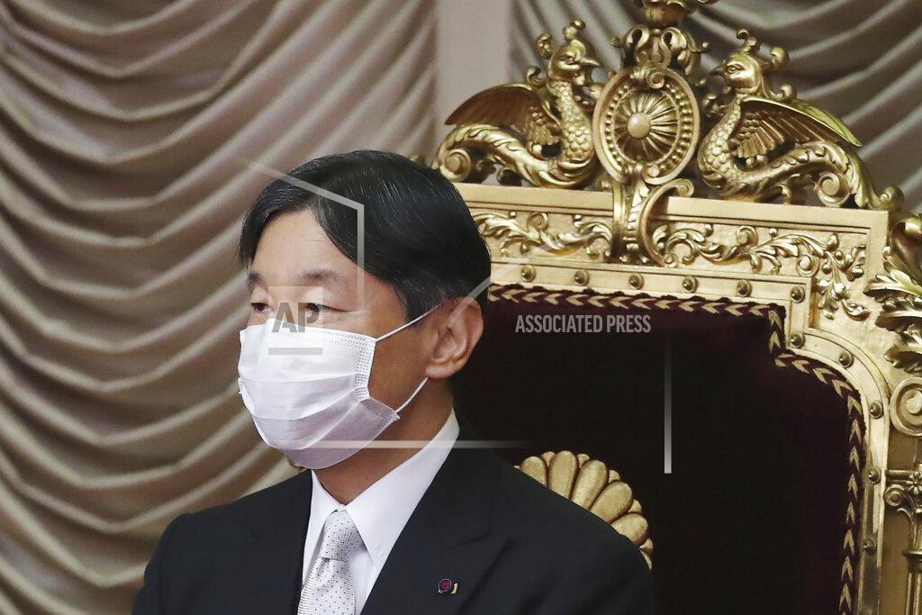 Koji Sasahara Japan's Emperor Naruhito wearing a face mask to protect against the coronavirus attends to formally open an extraordinary Diet session at the upper house of parliament in Tokyo, Monday, Oct. 26, 2020. (AP Photo/Koji Sasahara)