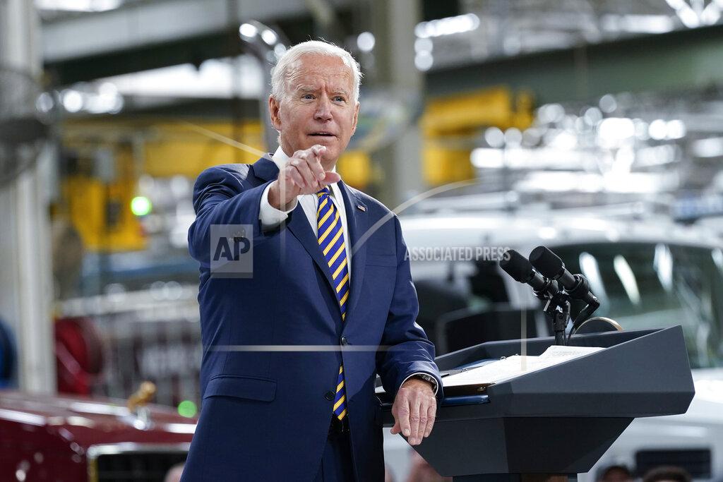 Susan Walsh President Joe Biden arrives to speak during a visit to the Lehigh Valley operations facility for Mack Trucks in Macungie, Pa., Wednesday, July 28, 2021. (AP Photo/Susan Walsh)
