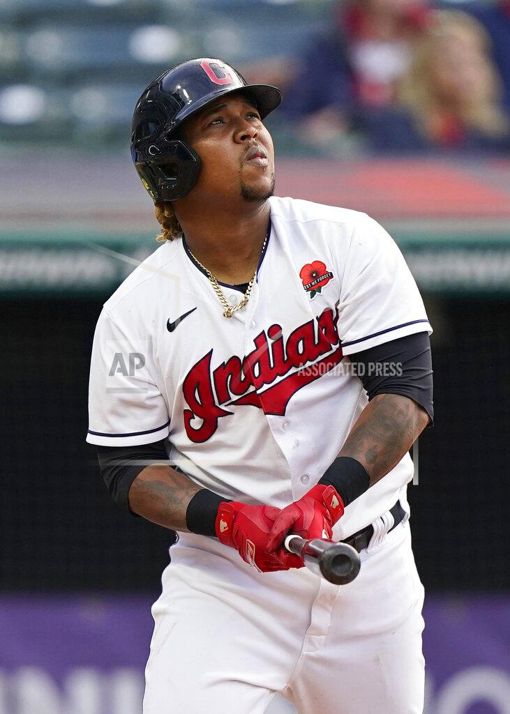 Tony Dejak Cleveland Indians' Jose Ramirez watches his two-run home run in the third inning of the second baseball game of a doubleheader against the Chicago White Sox, Monday, May 31, 2021, in Cleveland. (AP Photo/Tony Dejak)