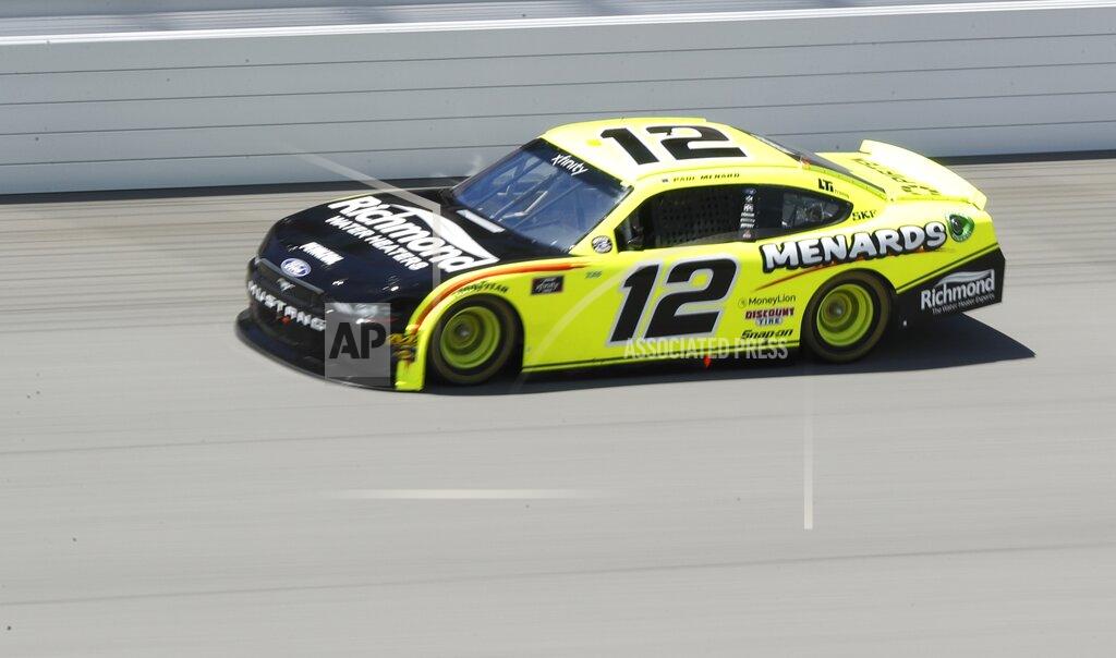 Carlos Osorio Paul Menard drives during the NASCAR Xfinity Series auto race at Michigan International Speedway, Saturday, June 8, 2019, in Brooklyn, Mich. (AP Photo/Carlos Osorio)