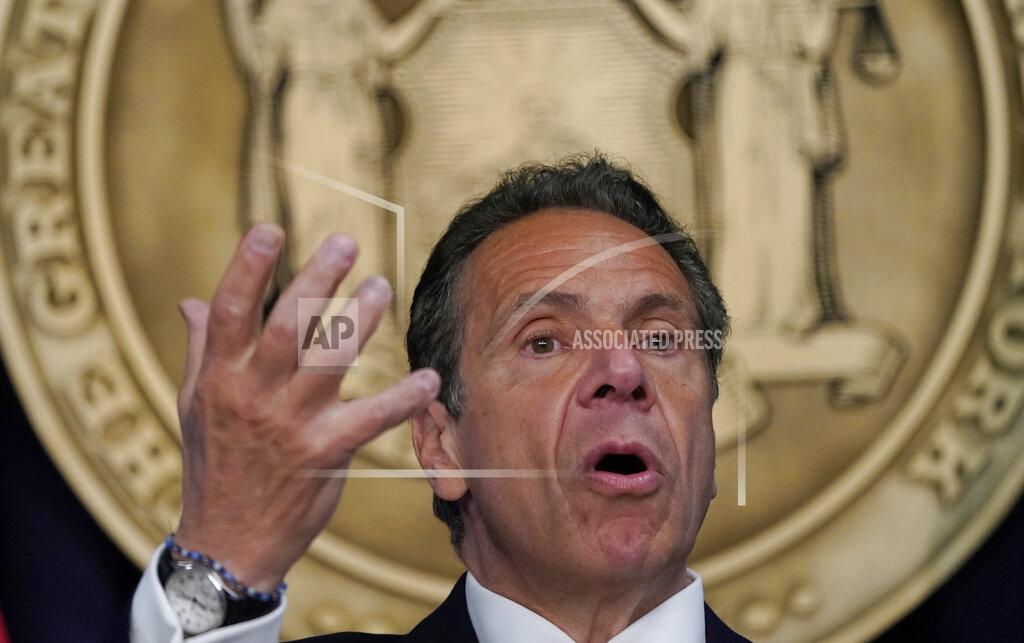 Timothy A. Clary Gov. Andrew Cuomo holds a news conference in New York on Monday, May, 3, 2021, to announce that capacity restrictions for most types of businesses will end statewide beginning May 19. (Timothy A. Clary/Pool via AP)