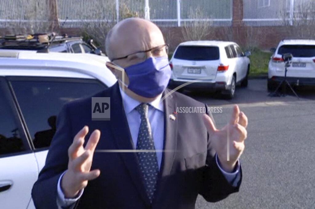 Uncredited In this image made from video, recalled French Ambassador to Australia Jean-Pierre Thebault speaks before the media in Canberra, Australia, Saturday, Sept. 18, 2021. Thebault on Saturday described as a “huge mistake” Australia’s surprise cancellation of a major submarine contract in favor of a U.S. deal, as the diplomat prepared to leave the country in an unprecedented show of anger among the allies. (Australian Broadcasting Corporation via AP)