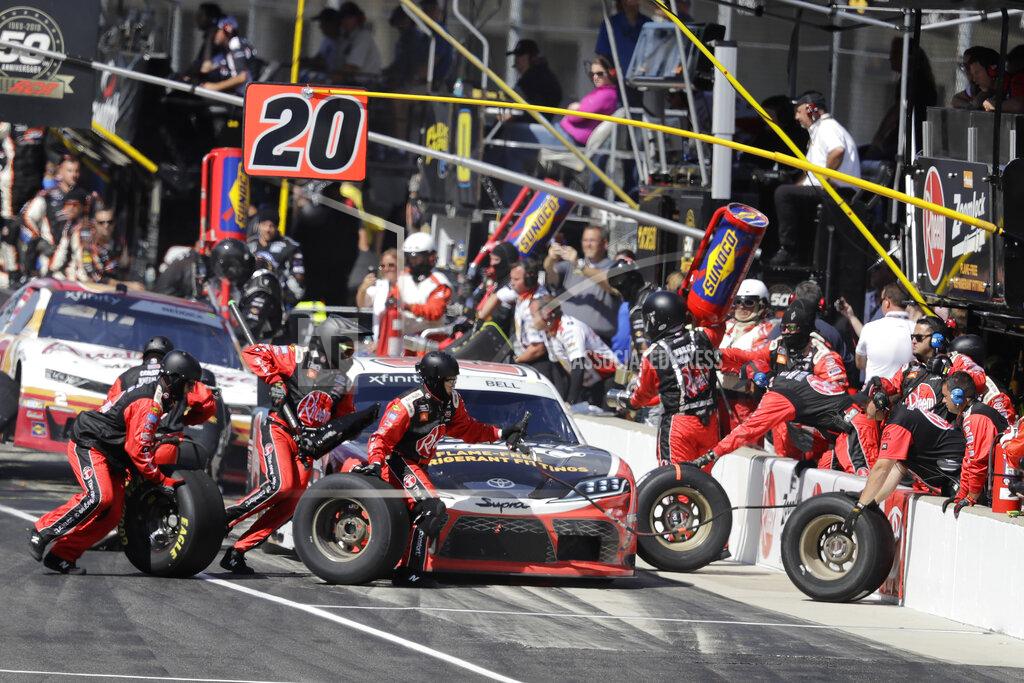 Darron Cummings NASCAR Xfinity Series driver Christopher Bell makes a pit stop during the NASCAR Xfinity auto race at the Indianapolis Motor Speedway, Saturday, Sept. 7, 2019 in Indianapolis. (AP Photo/Darron Cummings)