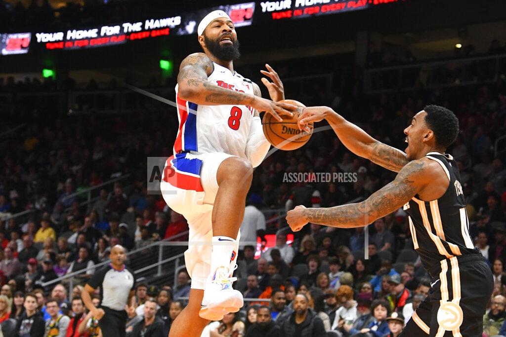 John Amis Detroit Pistons forward Markieff Morris (8) has the ball stripped from him by Atlanta Hawks guard Jeff Teague during the second half of an NBA basketball game Saturday, Jan. 18, 2020, in Atlanta. (AP Photo/John Amis)
