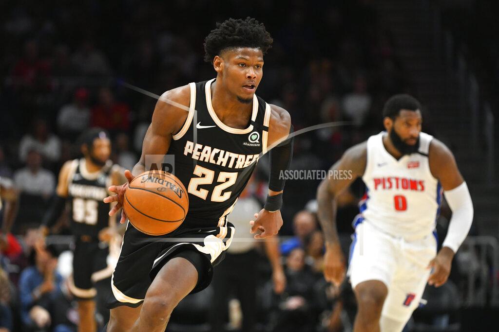 John Amis Atlanta Hawks forward Cam Reddish (22) brings a stolen ball upcourt during the first half of an NBA basketball game against the Detroit Pistons, Saturday, Jan. 18, 2020, in Atlanta. (AP Photo/John Amis)