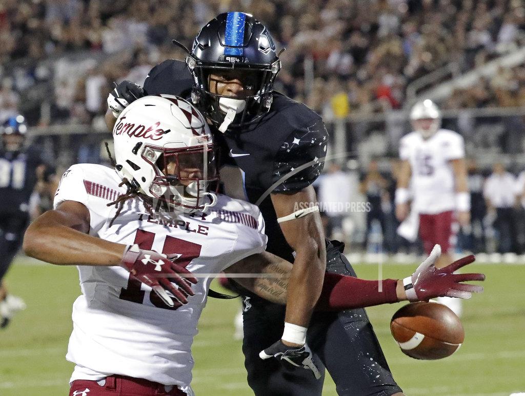 John Raoux Central Florida defensive back Rashard Causey, right, breaks up a pass intended for Temple wide receiver Isaiah Wright during the first half of an NCAA college football game Thursday, Nov. 1, 2018, in Orlando, Fla. (AP Photo/John Raoux)