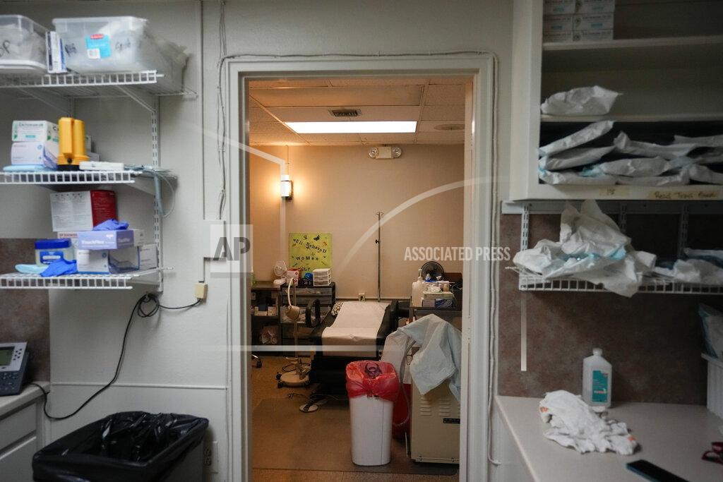 Rebecca Blackwell A procedure room where doctors perform abortions is prepared ahead of the arrival of patients at the start of the workday, Saturday, Oct. 9, 2021, at Hope Medical Group for Women in Shreveport, La. The nation's most restrictive abortion law is driving many women from Texas to seek services in neighboring states. The abortion clinic in Shreveport, is among the clinics being inundated. (AP Photo/Rebecca Blackwell)