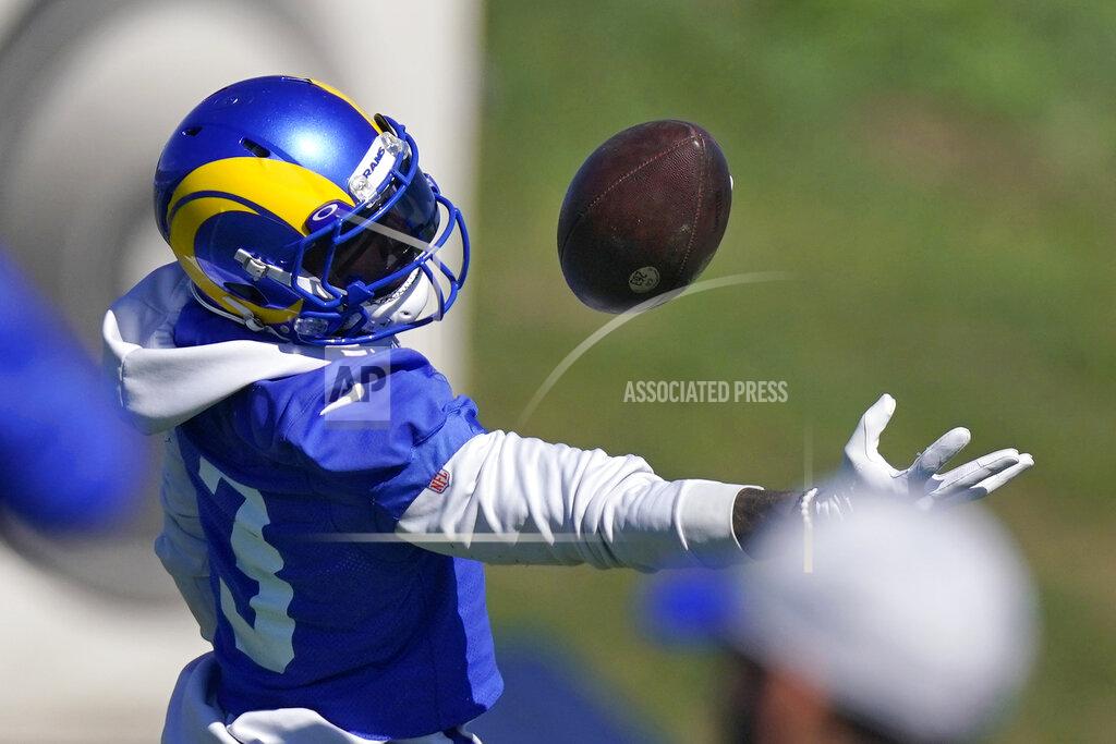 Mark J. Terrill Los Angeles Rams wide receiver Odell Beckham Jr. attempts a catch during practice for an NFL Super Bowl football game Wednesday, Feb. 9, 2022, in Thousand Oaks, Calif. The Rams are scheduled to play the Cincinnati Bengals in the Super Bowl on Sunday. (AP Photo/Mark J. Terrill)