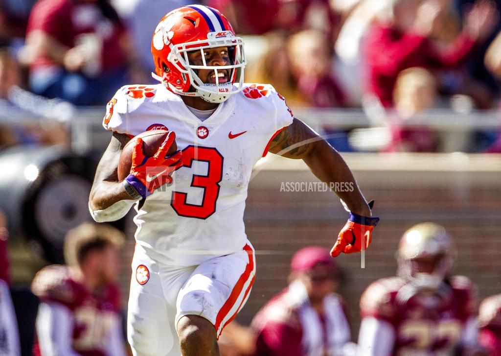 Mark Wallheiser FILE - In this Oct. 27, 2018, file photo, Clemson wide receiver Amari Rodgers runs after a reception in the second half of an NCAA college football game against Florida State in Tallahassee, Fla. There’s little question where No. 2 Clemson has a clear edge on Notre Dame: It’s playoff experience. The undefeated Tigers are in their fourth straight College Football Playoff while the unbeaten Fighting Irish are in the final four for the first time. (AP Photo/Mark Wallheiser, File)