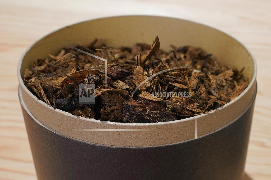 Ted S. Warren A container of compost produced from human remains is shown at Recompose, a company that composts human remains into soil, Wednesday, Sept. 15, 2021, in Kent, Wash., south of Seattle. Earlier in September, Colorado became the second state after Washington to allow human body composting, and Oregon will allow the practice beginning next July. (AP Photo/Ted S. Warren)