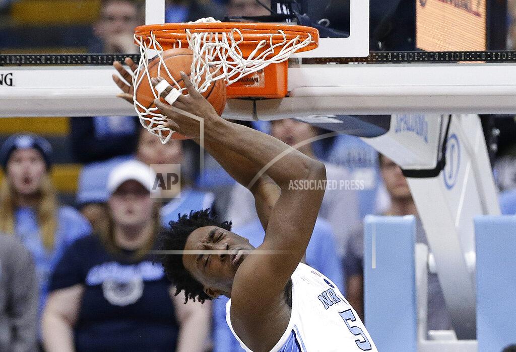 Gerry Broome North Carolina's Nassir Little dunks during the second half of the team's NCAA college basketball game against Notre Dame in Chapel Hill, N.C., Tuesday, Jan. 15, 2019. North Carolina won 75-69. (AP Photo/Gerry Broome)