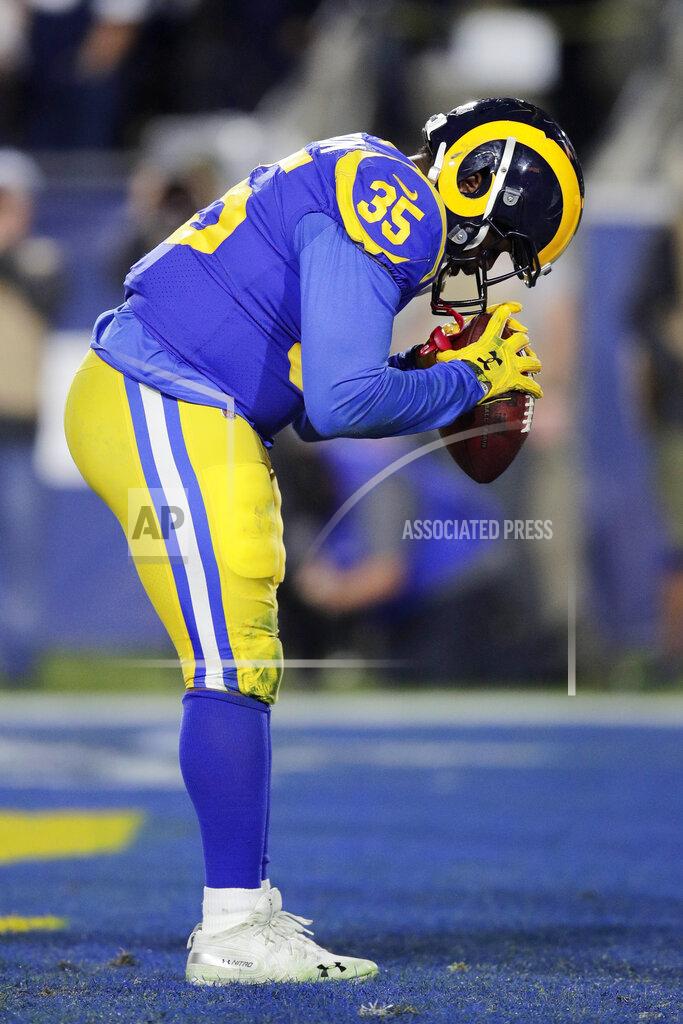 Jae C. Hong Los Angeles Rams running back C.J. Anderson celebrates after scoring against the Dallas Cowboys during the first half in an NFL divisional football playoff game Saturday, Jan. 12, 2019, in Los Angeles. (AP Photo/Jae C. Hong)