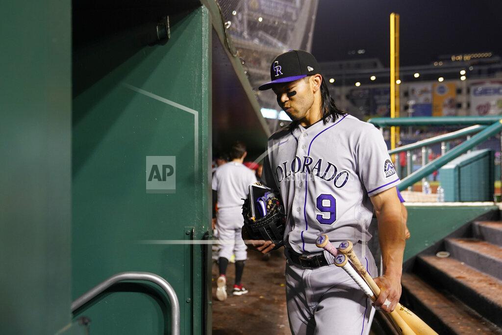Patrick Semansky Colorado Rockies' Connor Joe walks out of the dugout after a baseball game against the Washington Nationals, Thursday, May 26, 2022, in Washington. Washington won 7-3. (AP Photo/Patrick Semansky)