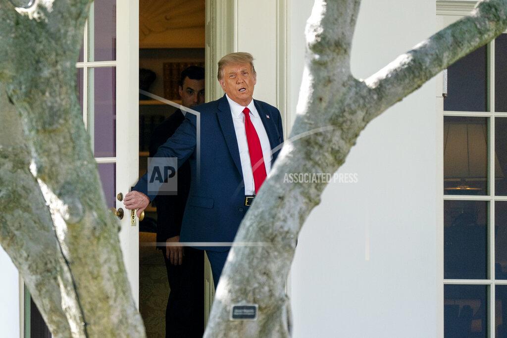 Carolyn Kaster President Donald Trump walks from the Oval Office before boarding Marine One at the White House, Wednesday, Sept. 30, 2020, in Washington, for the short trip to Andrews Air Force Base en route to Minnesota. (AP Photo/Carolyn Kaster)