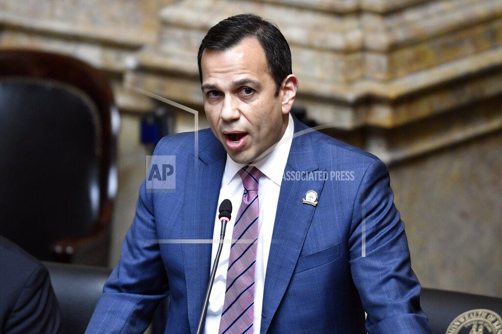 Timothy D. Easley Kentucky State Senator Ralph Alvarado makes a statement to the Senate body during the last day of the Kentucky Legislature at the Kentucky State Capitol in Frankfort, Ky., Tuesday, March 30, 2021. (AP Photo/Timothy D. Easley)