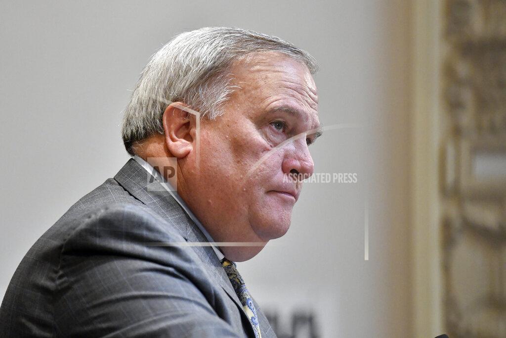 Timothy D. Easley Kentucky Senate President Robert Stivers listens as proposed legislation is read into the record during the opening day of the Kentucky State Legislature special session in Frankfort, Ky., Tuesday, Sept. 7, 2021. (AP Photo/Timothy D. Easley)