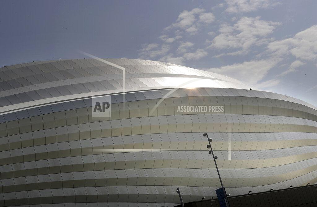 FILE - In this Monday, Dec. 16, 2019 file photo, a view shows the Al Janoub Stadium, one of the 2022 World Cup stadiums, in Doha, Qatar. The 2022 World Cup will open with four games every day in a 12-day group stage and some matches that go into extra time will extend past midnight in Qatar. FIFA on Wednesday July 15, 2020 released the match schedule for the first World Cup to be played across November-December. (AP Photo/Hassan Ammar, File)