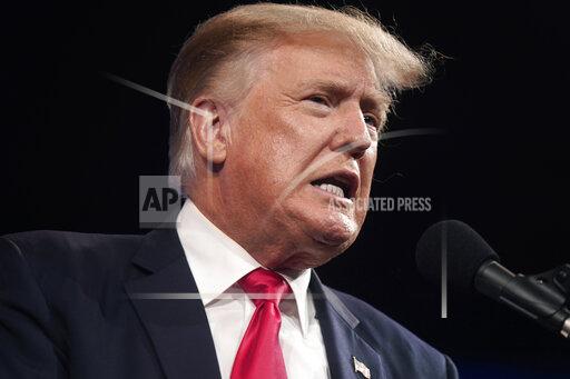 FILE - In this July 11, 2021, file photo former President Donald Trump speaks at the Conservative Political Action Conference (CPAC) in Dallas, Texas. Trump wants a federal judge in Florida to force Twitter to restore his account, which was suspended in January following the attack on the U.S. Capitol. Trump’s attorneys on Friday, Oct. 1, filed a motion for preliminary injunction against Twitter and its CEO Jack Dorsey. (AP Photo/LM Otero, File)