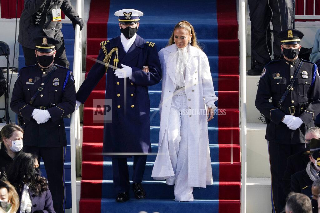Patrick Semansky Jennifer Lopez arrives to sing during the 59th Presidential Inauguration at the U.S. Capitol in Washington, Wednesday, Jan. 20, 2021. (AP Photo/Patrick Semansky, Pool)
