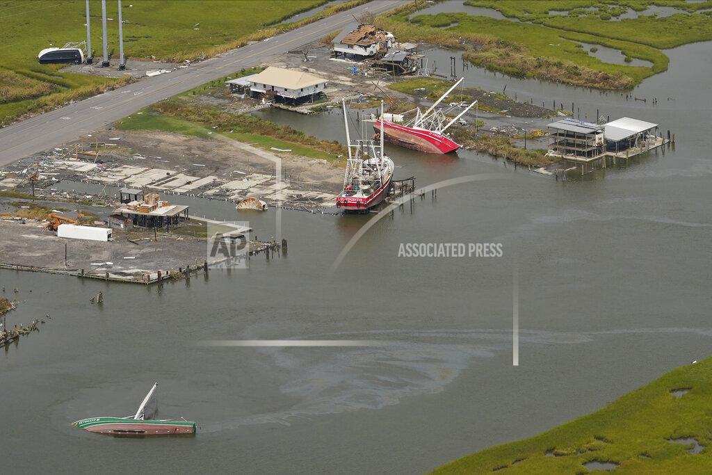 Matt Slocum In this aerial photo, damage from Hurricane Ida is seen, Monday, Sept. 6, 2021, in Golden Meadow, La. (AP Photo/Matt Slocum)