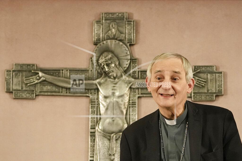 Alessandra Tarantino Cardinal Matteo Zuppi, the new head of the Italian bishops conference, arrives for a press conference in Rome, Friday, May 27, 2022. Pope Francis named a bishop in his own image, Cardinal Matteo Zuppi, as the new head of the Italian bishops conference, as the Italian Catholic Church comes under mounting pressure to confront its legacy of clerical sexual abuse with an independent inquiry. (AP Photo/Alessandra Tarantino)