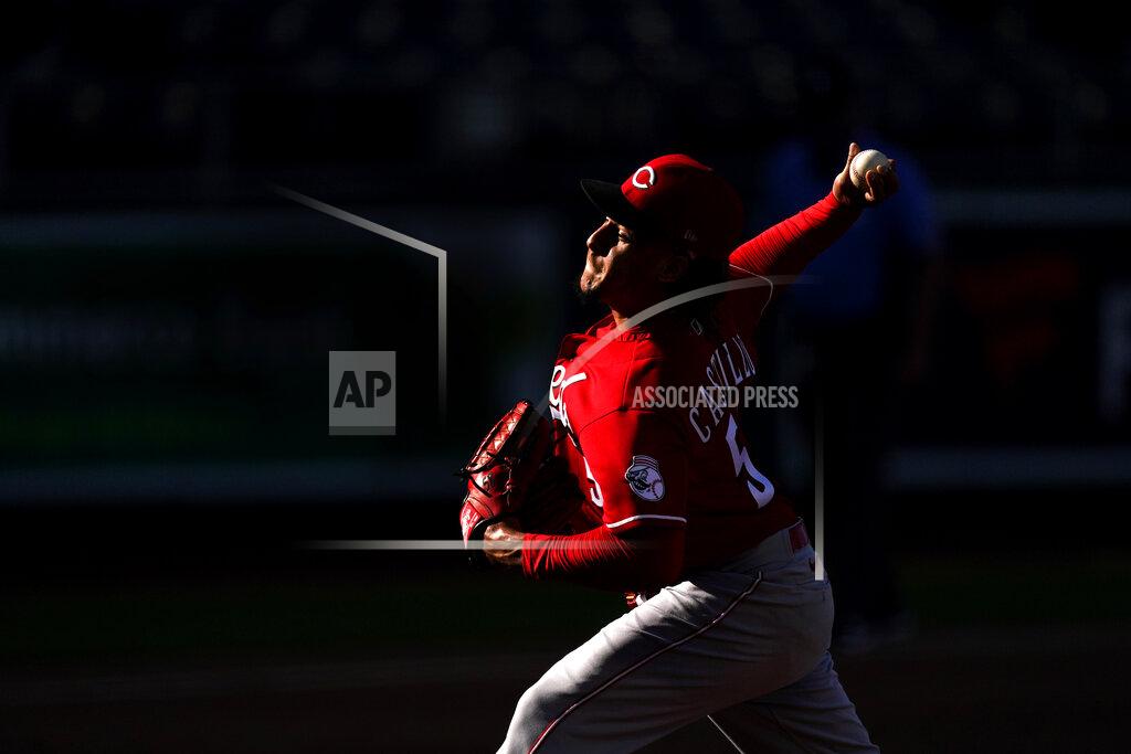 Charlie Riedel Cincinnati Reds starting pitcher Luis Castillo throws during the fourth inning of game one of a baseball double-header against the Kansas City Royals Wednesday, Aug. 19, 2020, in Kansas City, Mo. (AP Photo/Charlie Riedel)