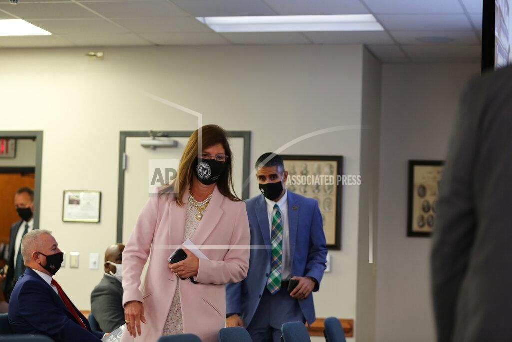 Jeffrey Collins South Carolina Lt. Gov. Pamela Evette arrives at a Senate subcommittee hearing on a bill that would ban almost all abortions in the state on Jan. 14, 2021, in Columbia, S.C. The heartbeat abortion bill has stalled in recent years, but appears to have a good chance of passing in 2021.(AP Photo/Jeffrey Collins)
