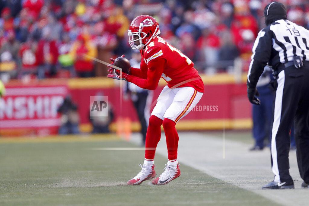 Jeff Roberson Kansas City Chiefs' Sammy Watkins catches a pass in bounds during the second half of the NFL AFC Championship football game against the Tennessee Titans Sunday, Jan. 19, 2020, in Kansas City, MO. (AP Photo/Jeff Roberson)