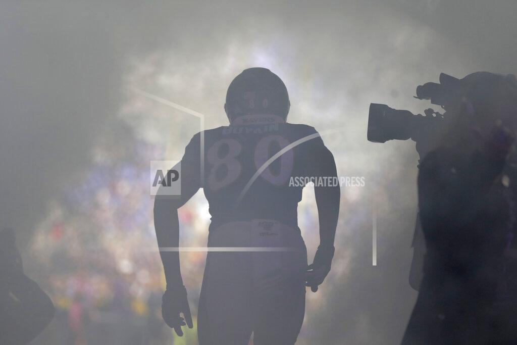 Julio Cortez Baltimore Ravens wide receiver Miles Boykin takes the field through a tunnel prior to an NFL football game against the Cincinnati Bengals Sunday, Oct. 13, 2019, in Baltimore. (AP Photo/Julio Cortez)