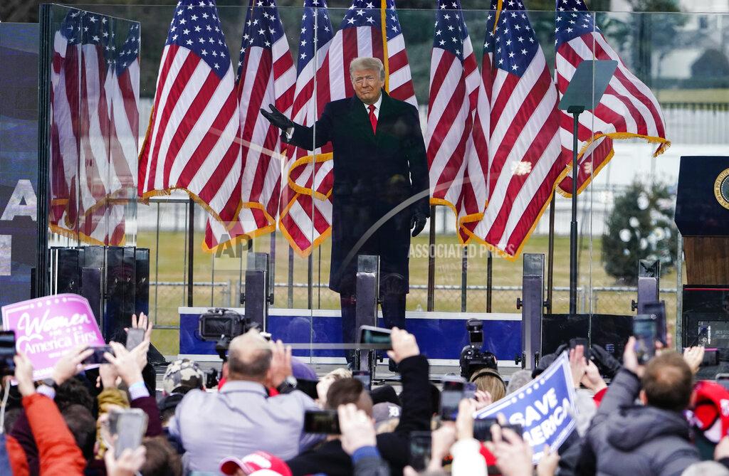 Jacquelyn Martin FILE - President Donald Trump arrives to speak during a rally protesting the electoral college certification of Joe Biden as President in Washington, Jan. 6, 2021. Members of the House committee investigating the events of Jan. 6 will hold their first prime time hearing Thursday, Jan. 9, to share what they have uncovered about former President Trump’s efforts to overturn the results of the 2020 election, culminating in the deadly storming of the Capitol building. (AP Photo/Jacquelyn Martin, File)