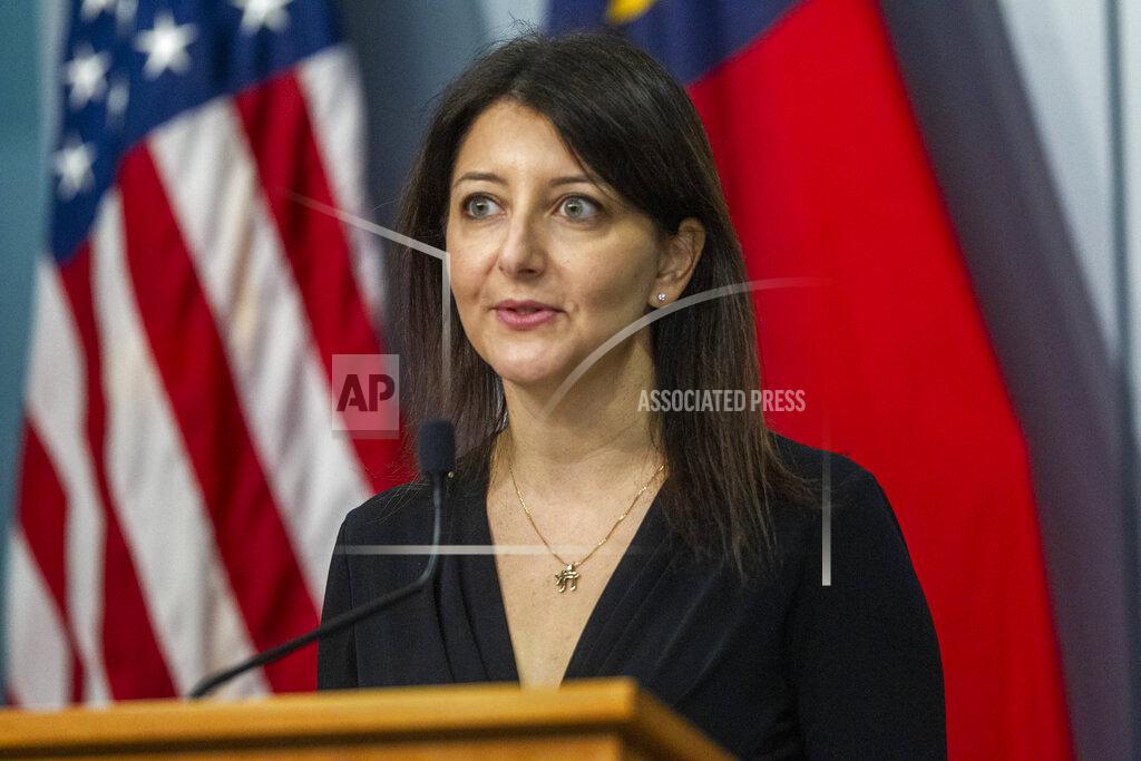 Secretary of the NC Department Health and Human Services Dr. Mandy Cohen speaks during a briefing on North Carolina's coronavirus pandemic response Wednesday, Jan. 27, 2021 at the NC Emergency Operations Center in Raleigh, N.C. (Travis Long/The News & Observer via AP)