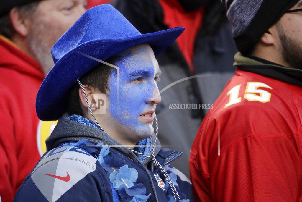 Charlie Riedel A Tennessee Titans fan watches during the second half of the NFL AFC Championship football game against the Kansas City Chiefs Sunday, Jan. 19, 2020, in Kansas City, MO. (AP Photo/Charlie Riedel)