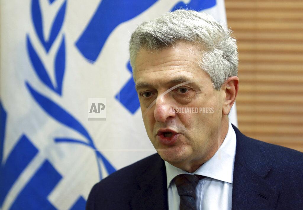 Rahmat Gul U.N. High Commissioner for Refugees Filippo Grandi speaks during an interview in Kabul, Afghanistan, Tuesday, Nov. 17, 2020. (AP Photo/Rahmat Gul)